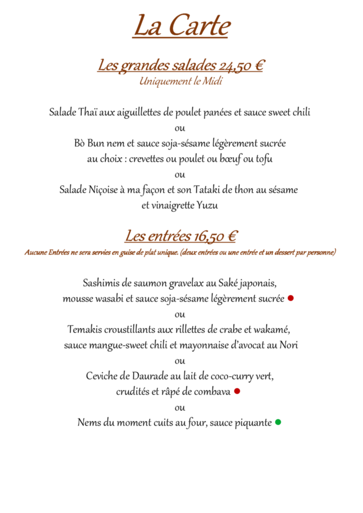 Les grande salades et entrées
