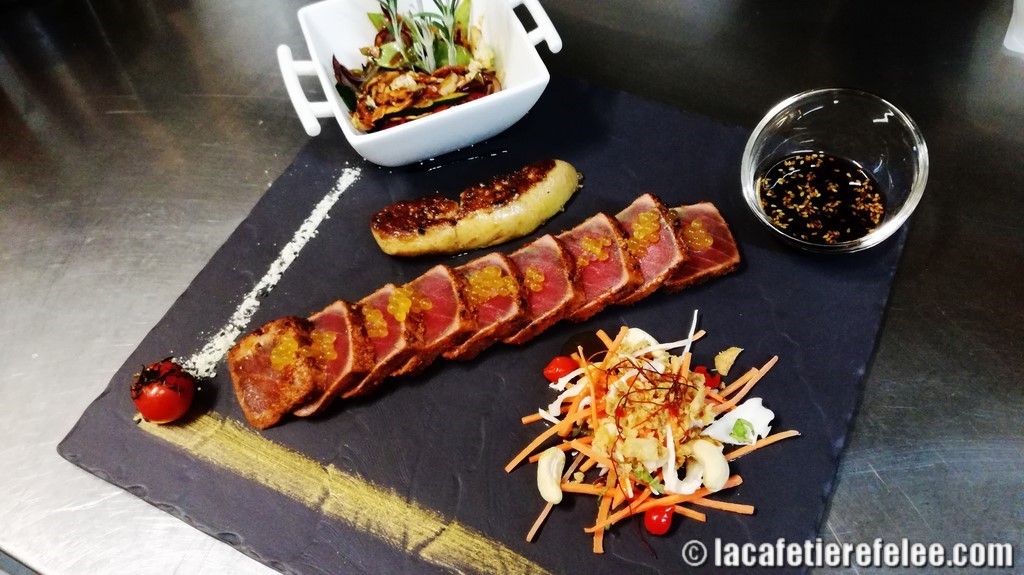 tatkis de thon et escalope de foie gras
