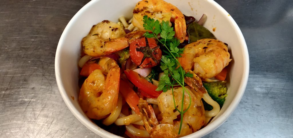 Nouilles Udon aux crevettes à emporter